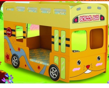 детская кровать автобус, кровать двухъярусная для двух детей,  от 3 до 14-16 лет, допустимая нагрузка на второй ярус 60 кг